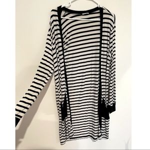 Black & White Striped Long Cardigan
